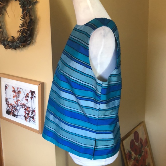 VINTAGE Josephine Chaus Size 12 10 RAW SILK Top+Shell Vivid Textured Stripe NEW - Picture 10 of 16